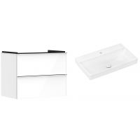 Hansgrohe Xelu Q szafka wisząca z umywalką 80x48 cm biały wysoki połysk/chrom/biały (54027000, 61020450)