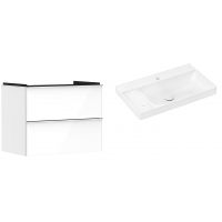 Hansgrohe Xelu Q szafka wisząca z umywalką 80x489 cm biały wysoki połysk/chrom/biały (54027000, 61031450)