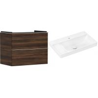 Hansgrohe Xelu Q szafka wisząca z umywalką 80x48 cm ciemny orzech/chrom/biały (54030000, 61030450)