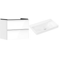 Hansgrohe Xelu Q szafka wisząca z umywalką 80x48 cm biały wysoki połysk/chrom/biały (54027000, 61026450)