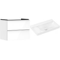 Hansgrohe Xelu Q szafka wisząca z umywalką 80x48 cm biały wysoki połysk/chrom/biały (54027000, 61032450)