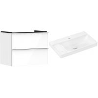 Hansgrohe Xelu Q szafka wisząca z umywalką 80x48 cm biały wysoki połysk/chrom/biały (54027000, 61031450)