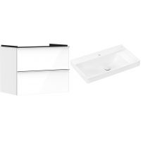 Hansgrohe Xelu Q szafka wisząca z umywalką 80x48 cm biały wysoki połysk/chrom/biały (54027000, 61024450)