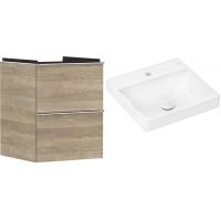 Hansgrohe Xelu Q szafka wisząca z umywalką 50x48 cm naturalny dąb/chrom/biały (54021000, 61012450)