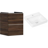 Hansgrohe Xelu Q szafka wisząca z umywalką 50x48 cm ciemny orzech/biały mat/biały (54022700, 61012450)