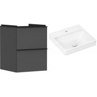 Hansgrohe Xelu Q szafka wisząca z umywalką 50x48 cm szary diament mat/czarny mat/biały (54020670, 61012450)