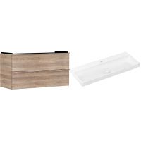 Hansgrohe Xelu Q szafka wisząca z umywalką 120x48 cm naturalny dąb/chrom/biały (54037000, 61108450)