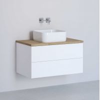 Kronenbach Cube szafka z blatem 81x48,7x44,5 cm podumywalkowa wisząca biały połysk-jasny dąb KBWTKOWTL812WHGH