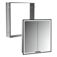 Zestaw Kronenbach Cube 2.0 szafka 60x17x70 cm z lustrem wpuszczana czarny mat z ramą montażową KB100224MB-Set