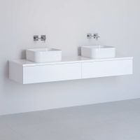 Kronenbach Cube szafka z blatem 161x48,7x23,5 cm podumywalkowa wisząca biały połysk KBWTKOWT1612WH