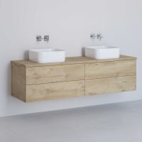 Kronenbach Cube szafka z blatem 161x48,7x44,5 cm podumywalkowa wisząca jasny dąb KBWTKOWT1614GH