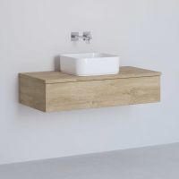 Kronenbach Cube szafka z blatem 101x48,7x23,5 cm podumywalkowa wisząca jasny dąb KBWTKOWTL1011GH