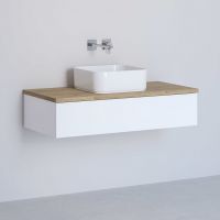 Kronenbach Cube szafka z blatem 101x48,7x23,5 cm podumywalkowa wisząca biały połysk-jasny dąb KBWTKOWTL1011WHGH