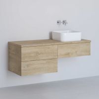 Kronenbach Cube szafka z blatem 121x48,7x44,5 cm podumywalkowa wisząca jasny dąb KBWTKOWTL1213GH