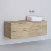 Kronenbach Cube szafka z blatem 121x48,7x44,5 cm podumywalkowa wisząca jasny dąb KBWTKOWTL1214GH