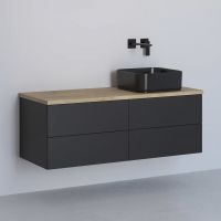 Kronenbach Cube szafka z blatem 121x48,7x44,5 cm podumywalkowa wisząca czarny mat-jasny dąb KBWTKOWTL1214SMGH