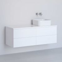 Kronenbach Cube szafka z blatem 121x48,7x44,5 cm podumywalkowa wisząca biały połysk KBWTKOWTL1214WH