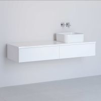 Kronenbach Cube szafka z blatem 141x48,7x23,5 cm podumywalkowa wisząca biały połysk KBWTKOWTL1412WH