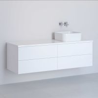 Kronenbach Cube szafka z blatem 141x48,7x44,5 cm podumywalkowa wisząca biały połysk KBWTKOWTL1414WH