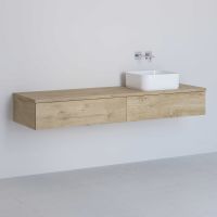 Kronenbach Cube szafka z blatem 161x48,7x23,5 cm podumywalkowa wisząca jasny dąb KBWTKOWTL1612GH