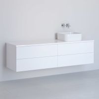 Kronenbach Cube szafka z blatem 161x48,7x44,5 cm podumywalkowa wisząca biały połysk KBWTKOWTL1614WH