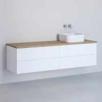 Kronenbach Cube szafka z blatem 161x48,7x44,5 cm podumywalkowa wisząca biały połysk-jasny dąb KBWTKOWTL1614WHGH