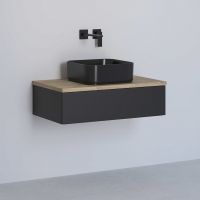 Kronenbach Cube szafka z blatem 81x48,7x23,5 cm podumywalkowa wisząca czarna-dąb KBWTKOWTL811SMGH