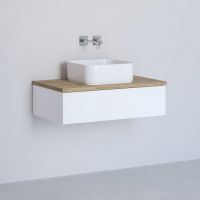 Kronenbach Cube szafka z blatem 81x48,7x23,5 cm podumywalkowa wisząca biały połysk-jasny dąb KBWTKOWTL811WHGH