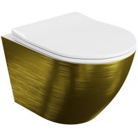LaVita Sofi Slim Brushed Gold miska WC wisząca z deską sedesową wolnoopadającą złoty szczotkowany/biały połysk