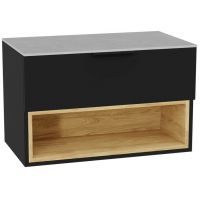 Zestaw Excellent Tuto 2.0 szafka 80 cm podumywalkowa wisząca z blatem czarny-dąb-szary MLEX.2171.K.80.02SJ.BKBK