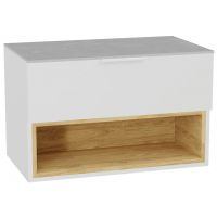 Zestaw Excellent Tuto 2.0 szafka 80 cm podumywalkowa wisząca z blatem biały-dąb-szary MLEX.2171.K.80.02SJ.WHWH