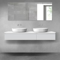 Oltens Vernal zestaw mebli łazienkowych 160 cm z blatem szary mat/biały połysk 68357700