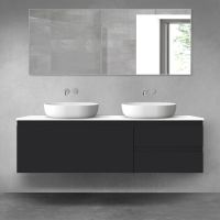 Oltens Vernal zestaw mebli łazienkowych 160 cm z blatem czarny mat/biały połysk 68441300