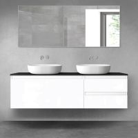 Oltens Vernal zestaw mebli łazienkowych 160 cm z blatem biały połysk/czarny mat 68441000