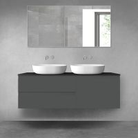 Oltens Vernal zestaw mebli łazienkowych 140 cm z blatem grafit mat/czarny mat 68295400
