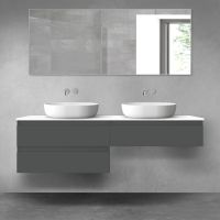 Oltens Vernal zestaw mebli łazienkowych 160 cm z blatem grafit mat/biały połysk 68367400