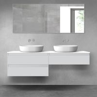 Oltens Vernal zestaw mebli łazienkowych 160 cm z blatem szary mat/biały połysk 68367700