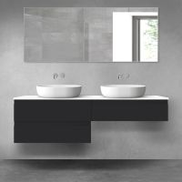 Oltens Vernal zestaw mebli łazienkowych 160 cm z blatem czarny mat/biały połysk 68367300