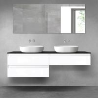 Oltens Vernal zestaw mebli łazienkowych 160 cm z blatem biały połysk/czarny mat 68367000