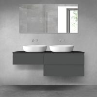 Oltens Vernal zestaw mebli łazienkowych 140 cm z blatem grafit mat/czarny mat 68327400