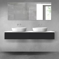 Oltens Vernal zestaw mebli łazienkowych 160 cm z blatem czarny mat/biały połysk 68375300