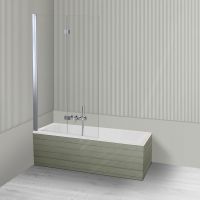 Oltens Langfoss Sela zestaw wanna prostokątna 150x70 cm akrylowa biały mat z parawanem nawannowym 115 cm 2-częściowy chrom 18001900