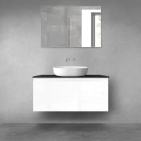 Oltens Vernal zestaw mebli łazienkowych 100 cm z blatem biały połysk/czarny mat 68255000