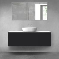 Oltens Vernal zestaw mebli łazienkowych 140 cm z blatem czarny mat/biały połysk 68316300