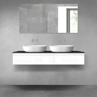 Oltens Vernal zestaw mebli łazienkowych 140 cm z blatem biały połysk/czarny mat 68322000