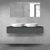 Oltens Vernal zestaw mebli łazienkowych 140 cm z blatem grafit mat/czarny mat 68323400