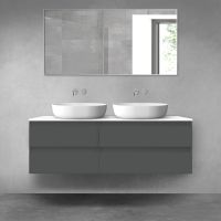 Oltens Vernal zestaw mebli łazienkowych 140 cm z blatem grafit mat/biały połysk 68258400