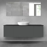 Oltens Vernal zestaw mebli łazienkowych 160 cm z blatem grafit mat/czarny mat 68384400