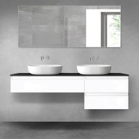 Oltens Vernal zestaw mebli łazienkowych 160 cm z blatem biały połysk/czarny mat 68330000