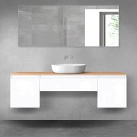 Oltens Vernal zestaw mebli łazienkowych 160 cm z blatem biały połysk/dąb 68390000
